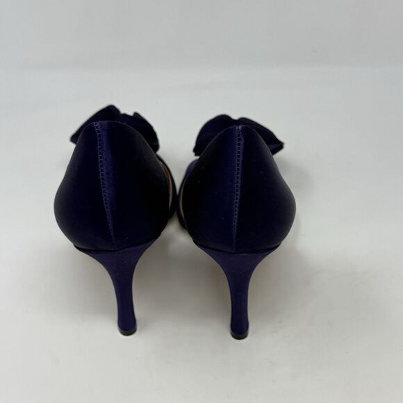 Badgley Mischka Randall D'orsay Heels Womens 7 Purple Satin Peep Toe Wedding - Picture 7 of 16